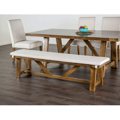 Banc rembourré moderne avec coussin et siège rembourré de style rustique au fini brun et blanc