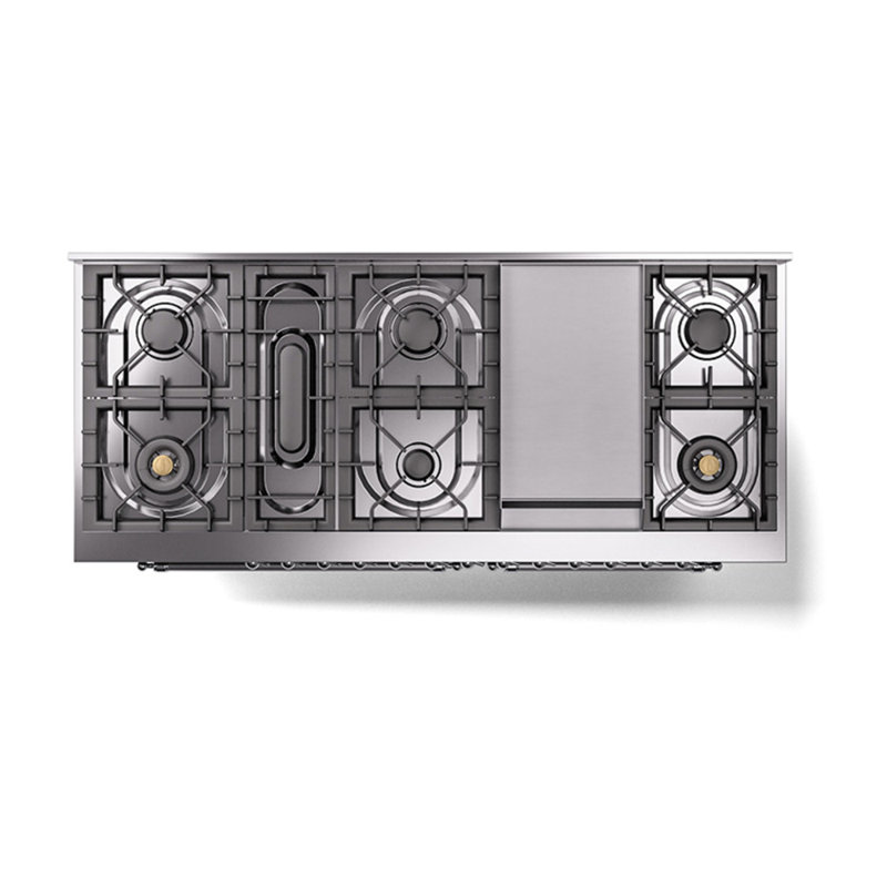 ILVE Nostalgie II Noblesse 60 in Dual Fuel Range, 9 Burner, Griddle, Emerald Green/Chrome, Liquid Propane