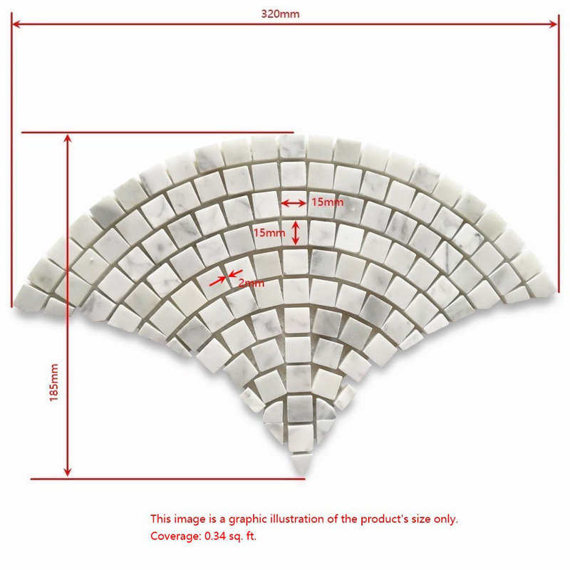 12.6" x 7.28" Marble Mosaic Sheet Subway Wall & Floor Tile