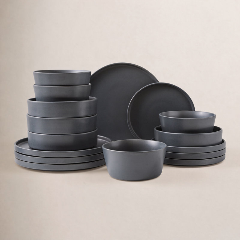 Celina Dinnerware Set Stoneware, Grey, 16