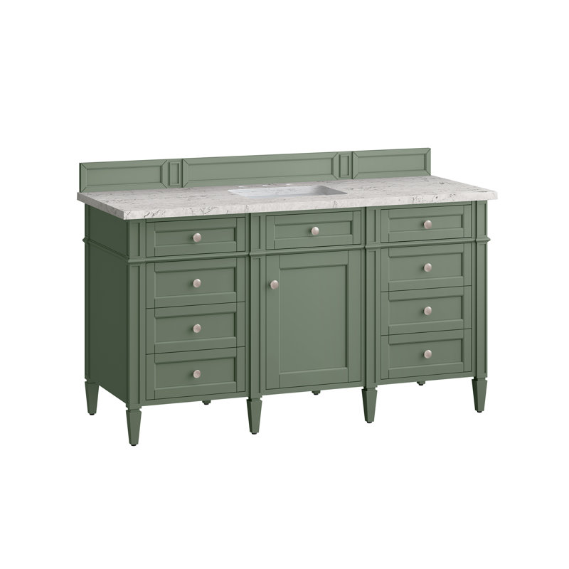 Brittany 60'' W Single Vanity, Smokey Celadon, Eternal Jasmine Pearl