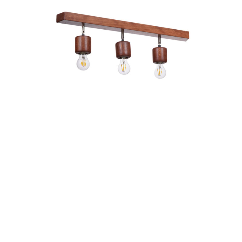 Lustre élégant en chêne, structure en bois | Plaque de base de 0,6 po x 3,1 po, hauteur totale de 7,1 po | 3 x douilles E27 (40 W maximum) | Idéal pour les salons et les salles à manger, conception élégante, indice de protection IP20, ampoule non incluse