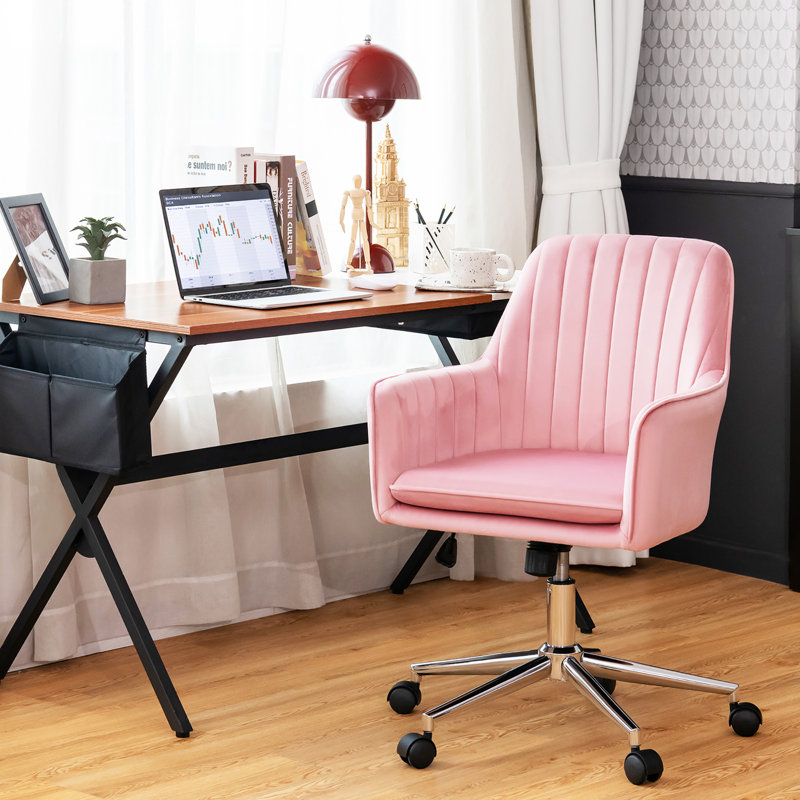 Chaise de travail en velours Trouville, Rose