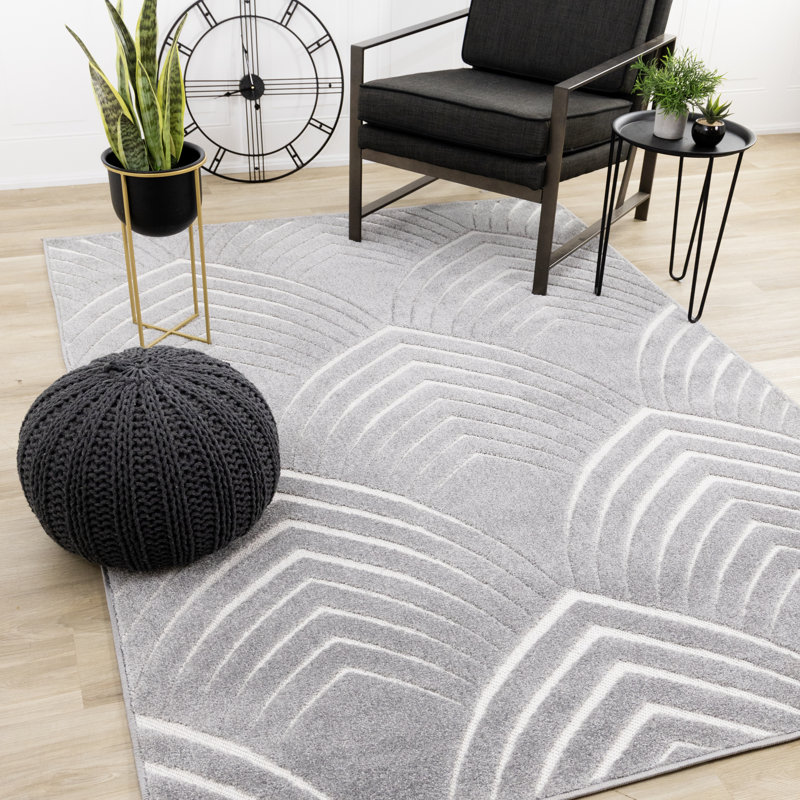 Tapis contemporain gris Jarrow, Rectangle 6 pi 7 po x 9 pi 6 po