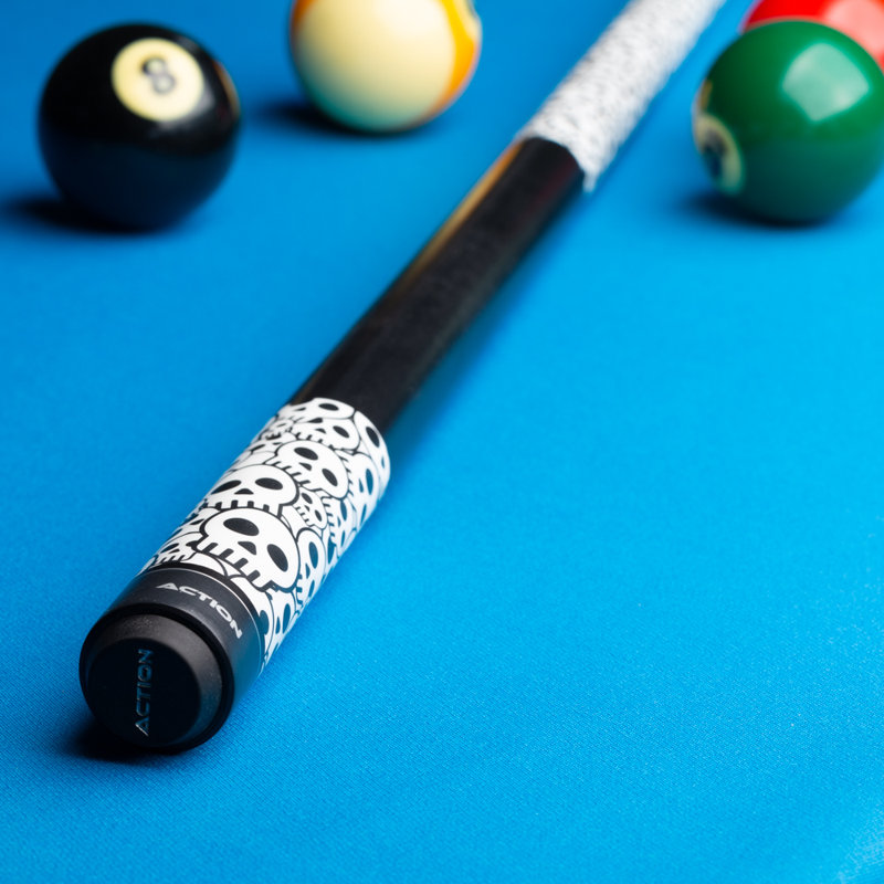 Junior 52" Matte Black and White Skull Pool Cue