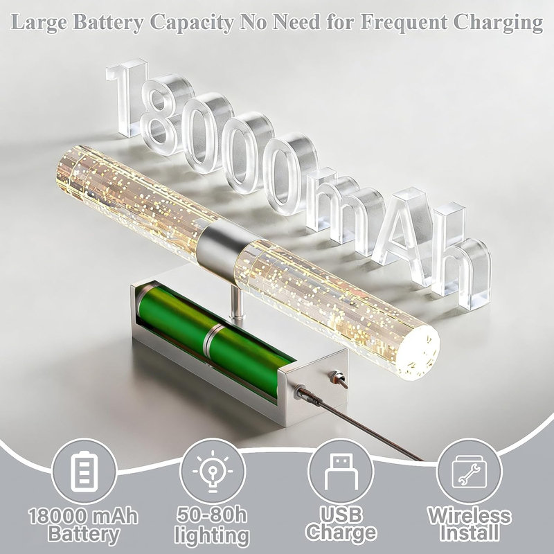 Battery Powered Wall Lamp, Silver