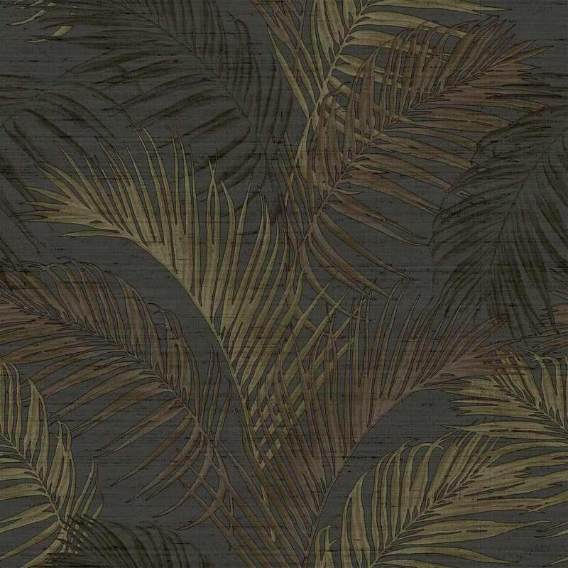 Synergy Collection Lush Palm Leaf Wallpaper Roll, Black
