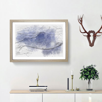 Purple & Blue Mountain Tops Sketch - Picture Frame Graphic Art Print