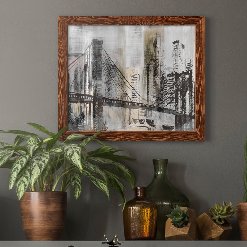 «Brooklyn Bridge Twilight», reproduction d'art sur toile encadrée, H 20 po x l 17 po x P 1,5 po, Érable