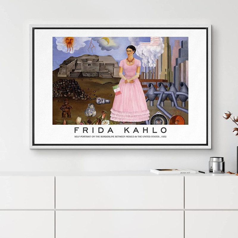 Art mural classique, impression sur toile, autoportrait, Mexique, États-Unis par Frida Kahlo, H 24 po x l 36 po, Blanc