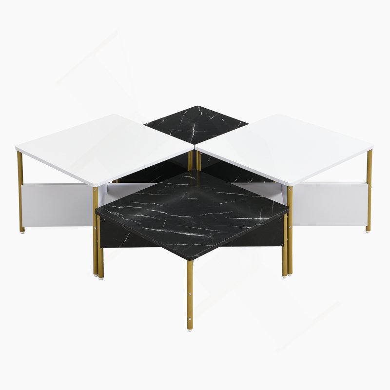 Ensemble de quatre tables gigognes polyvalentes et modernes, adaptables à différentes configurations, idéales pour le décor et la fonctionnalité du salon