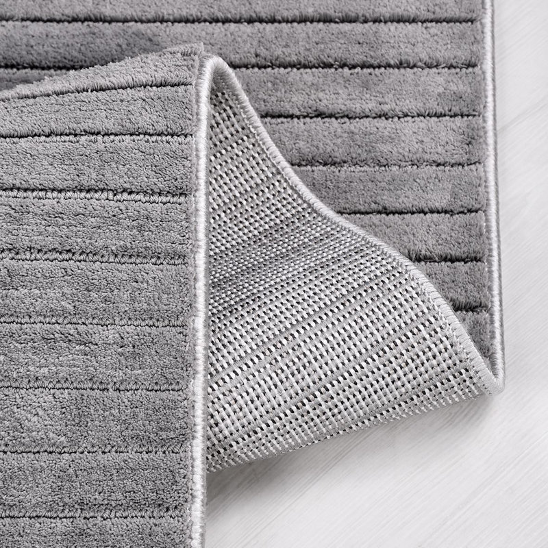 Tapis gris moderne lavable à la machine, Tapis de couloir 2 pi 8 po x 6 pi 7 po