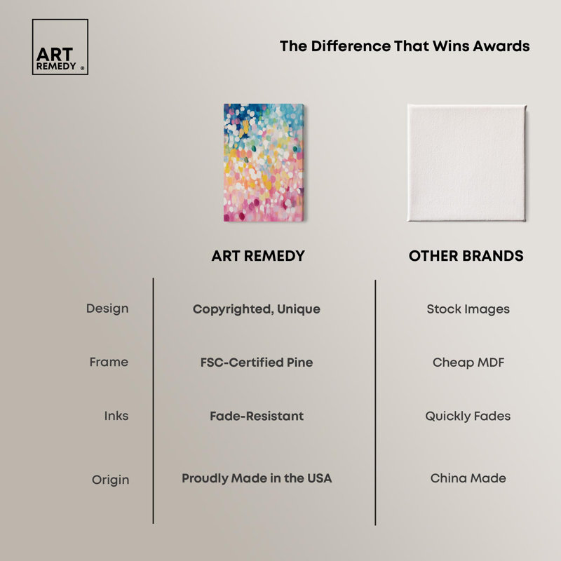 «Joyful Rainfall I», toile de couleur moderne abstraite par Art Remedy, Toile tendue, H 54 po x l 36 po