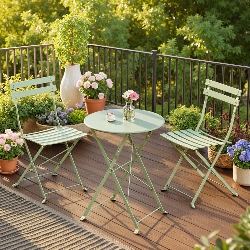 2 - Person Patio Dining Set with Rectangular Table, Green