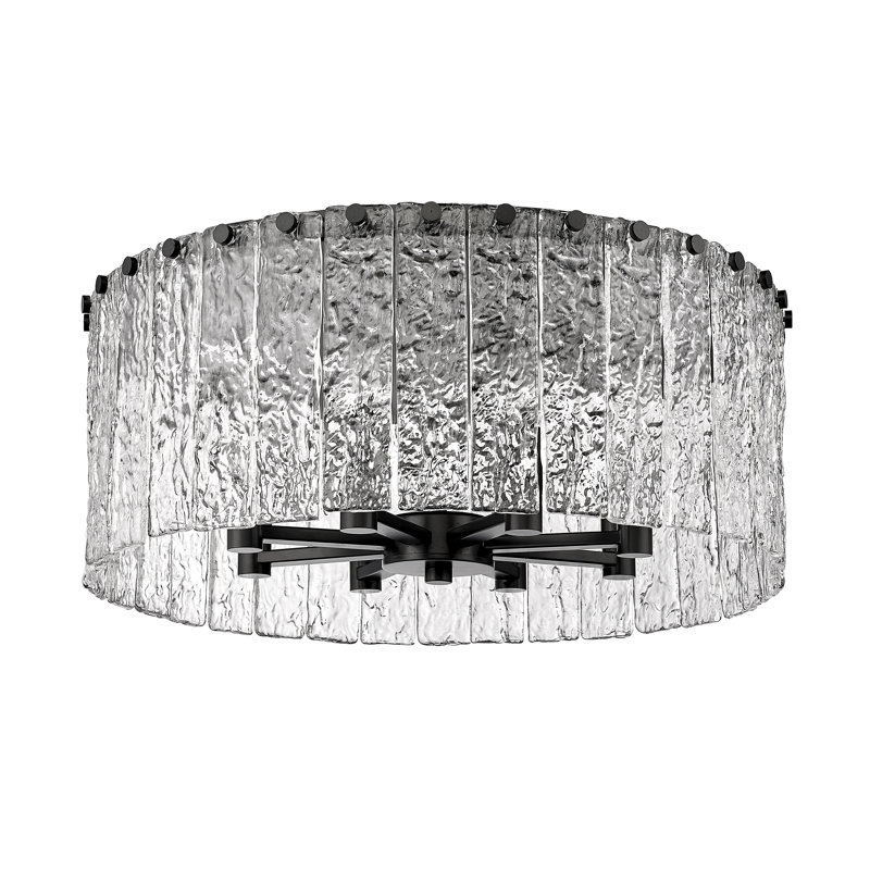 Raeeyan Glass Flush Mount, Matte Black