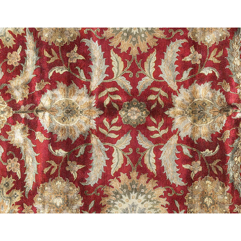 Tapis rouge et noir noué à la main de haute qualité