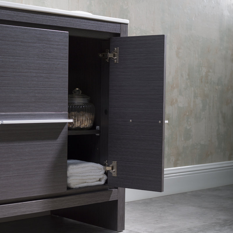 Ensemble de meuble-lavabo simple 36 "avec miroir Artemis, Gris argenté