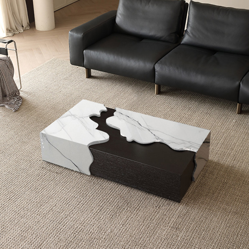 Creative rectangular marble end table, 11.8" H x 55.1" L x 31.5" W
