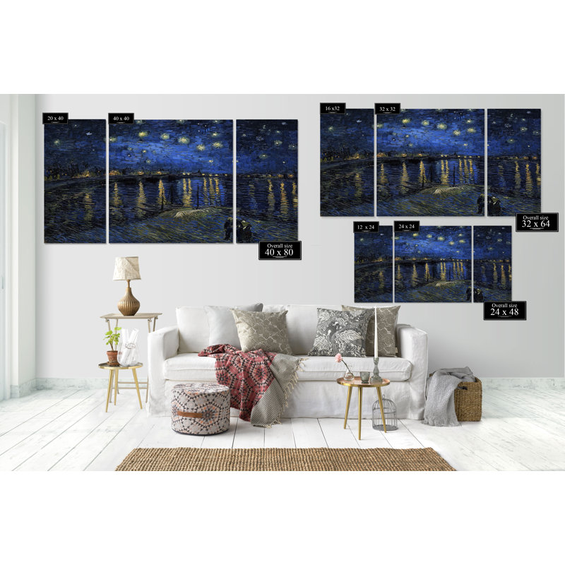 « starry night over rhone », reproduction d’image multi-pièces sur toile, H 40 po x l 80 po x P 1,5 po
