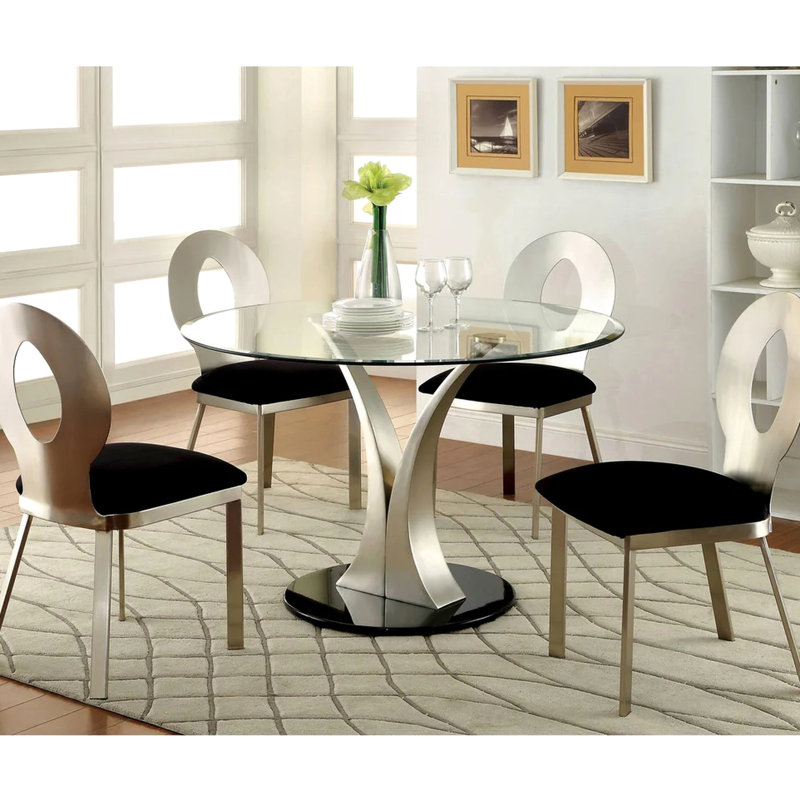 2 chaises en microfibre et en métal, argent noir, siège rembourré avec dossier ovale pour la salle à manger de 2 sièges argent / noir, siège confortable,