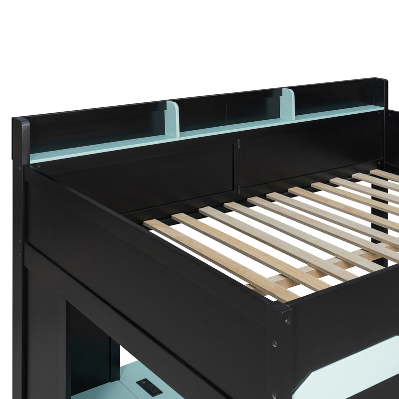 Lits modernes avec rangement, lit mezzanine double en bois avec bureau pour les petites pièces