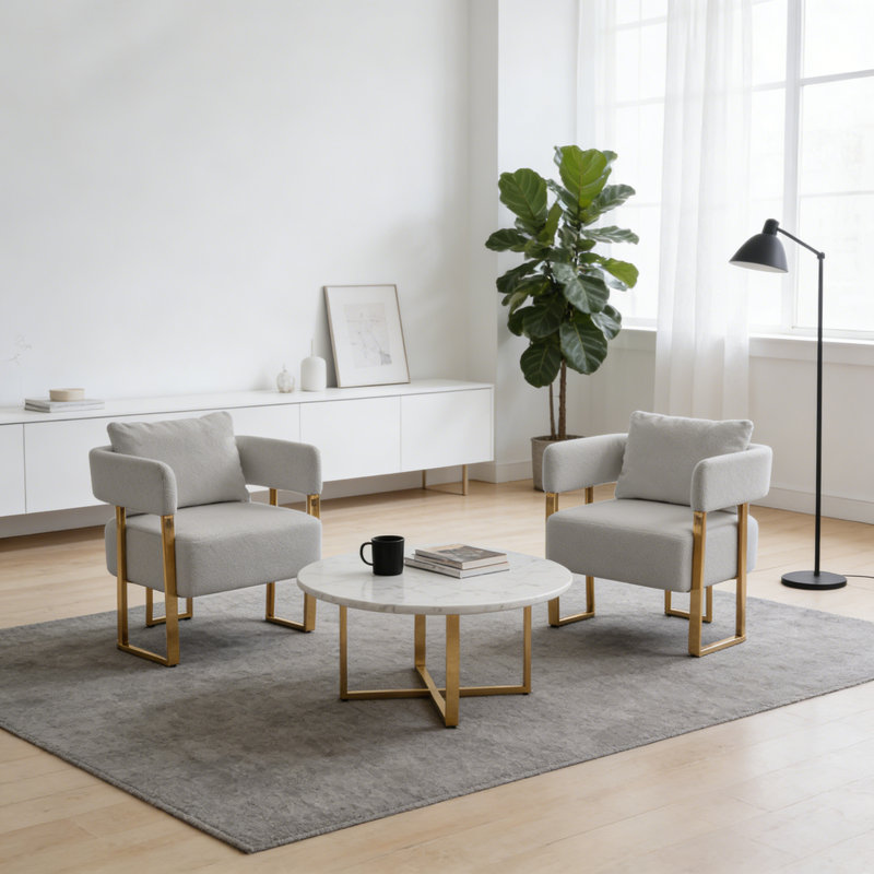 Ensemble de 2 fauteuils d'appoint rembourrés Teddy, Grey Teddy