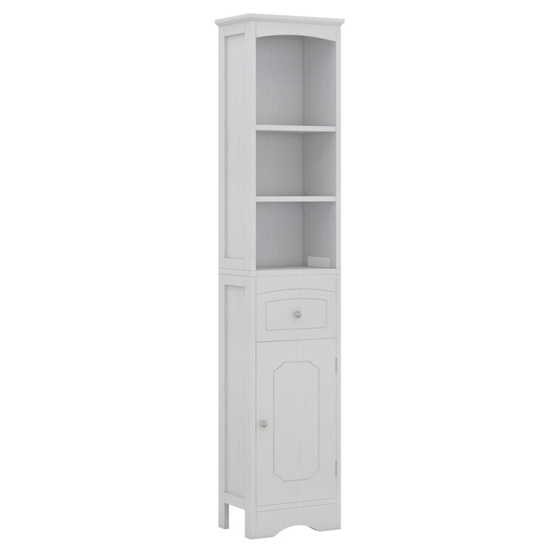 Tall Bathroom Cabinet, Freestanding Bathroom Storage Cabinet With A Drawer, Adjustable Shelves, Open Compartment, For Small Spaces