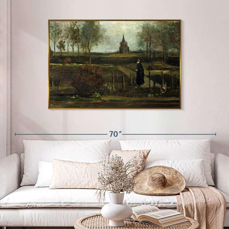 Le jardin Parsonage à Nuenen, 46 po x 31 po, Cadre flottant doré