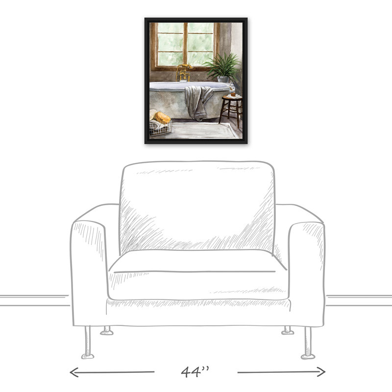 Salle de bain Homey sur toile, H 21,75 po x l 17,75 po x P 1,75 po, Cadre flottant noir