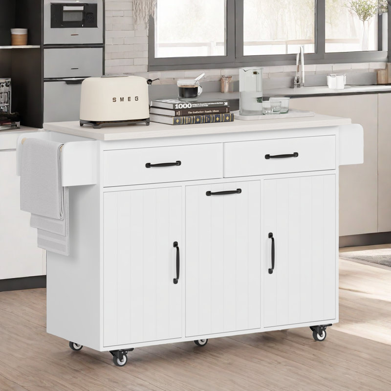Alaijah Wood Kitchen Island, Black, Brown