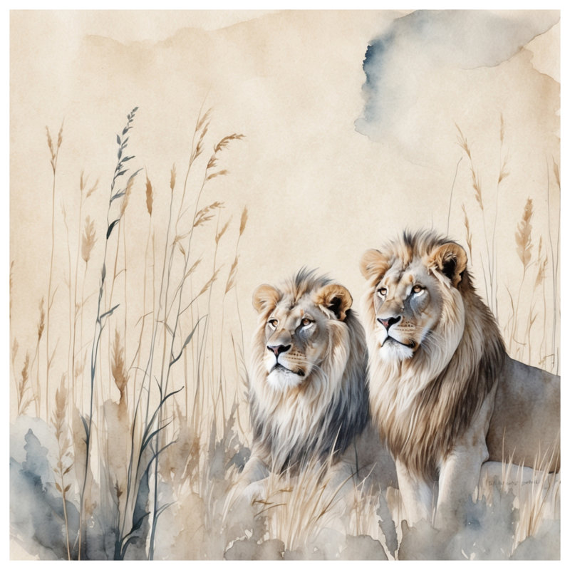 Deux rideaux de douche deux lions mâles très longs, L 70 po x H 84 po