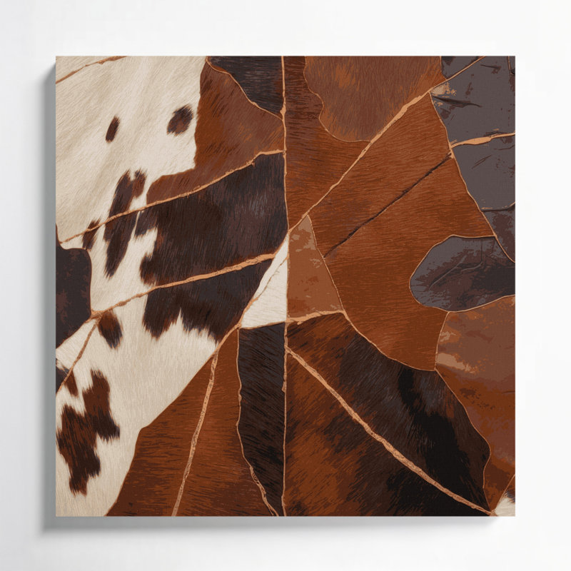 «Southwestern Patterns Cowhide», art mural en toile brun 208, H 8 po x l 8 po