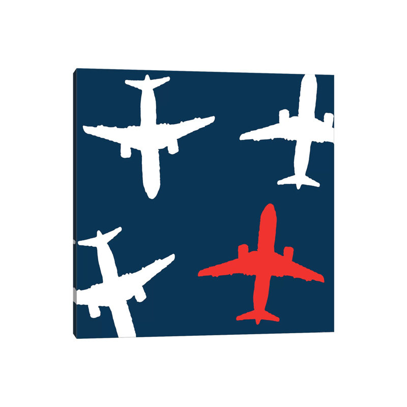 Red Plane by Art Mirano - Wrapped Canvas Painting, 93.98cm H x 93.98cm W x 1.91cm D