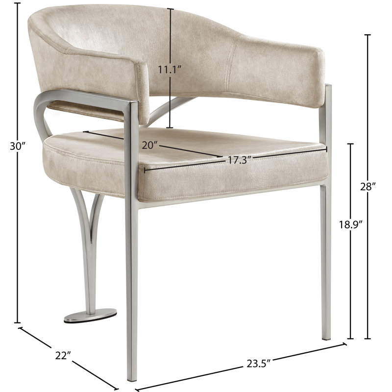 Chaise en velours Kirsi, Velours pierre, Argent argent