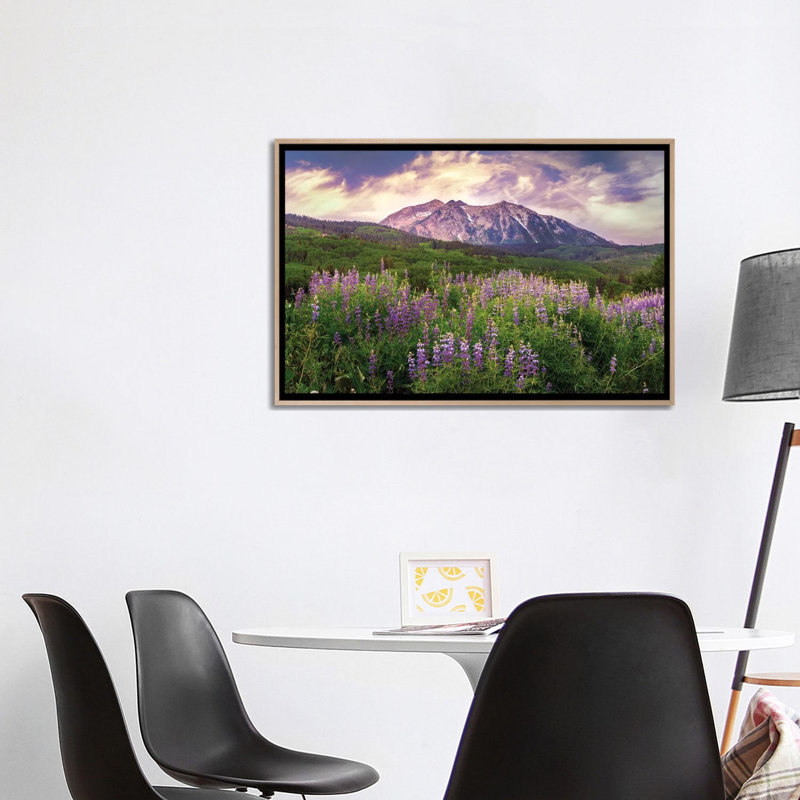 Colorado Wildflowers Summer Landscape - Kebler Pass Lupine Flowers 1 Piece Wall Art on Canvas, Natural Wood