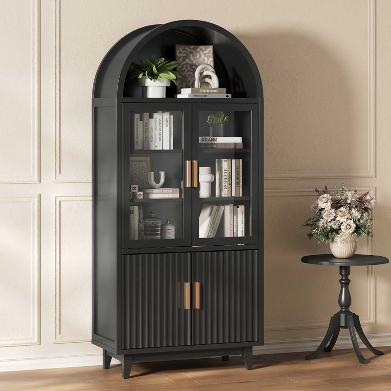 Grande armoire de rangement arquée 70,8 po, Doré, Noir