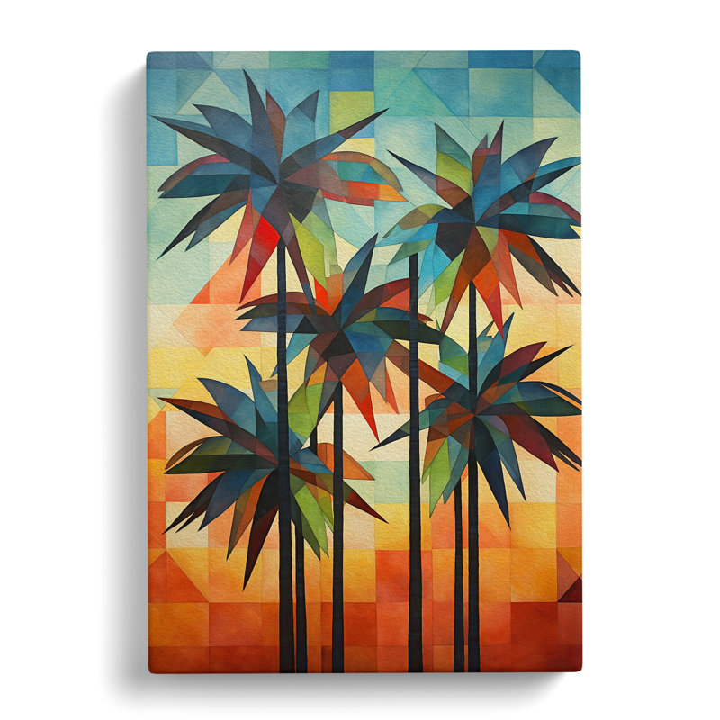 Palm Tree Geometric - Wrapped Canvas, 60cm H x 40cm W x 3cm D