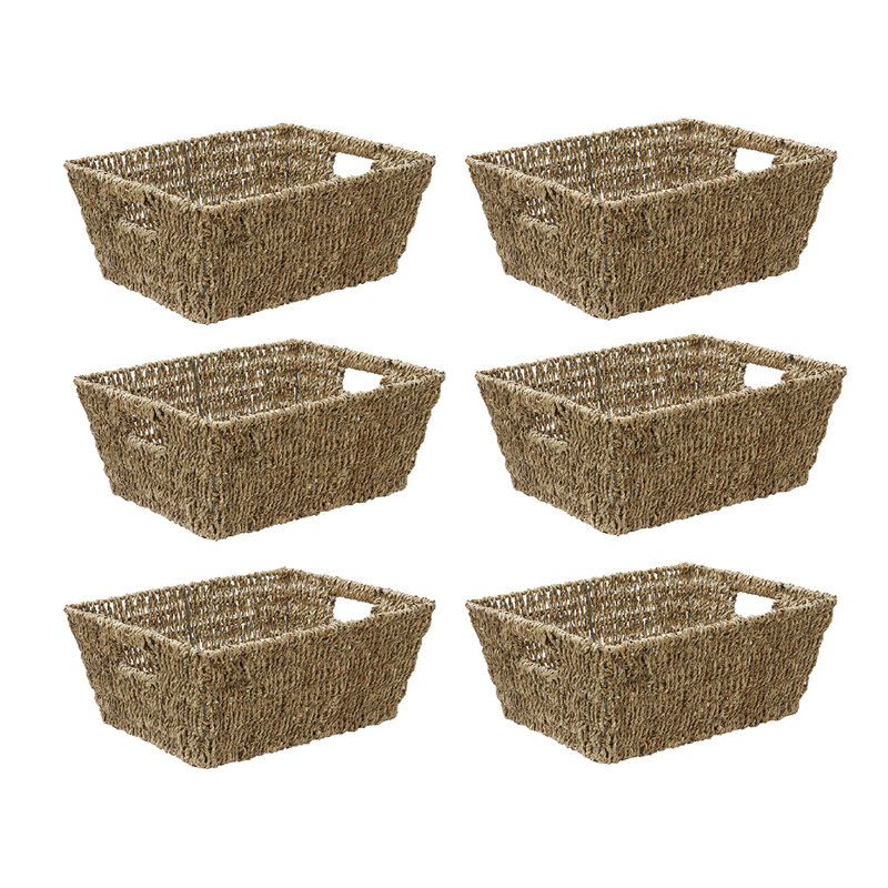 JVL SEAGRASS ON POWDER COATED IRON FRAME Decorative Basket