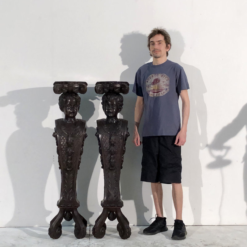 Bronze Boy Face Pedestal Sculpture