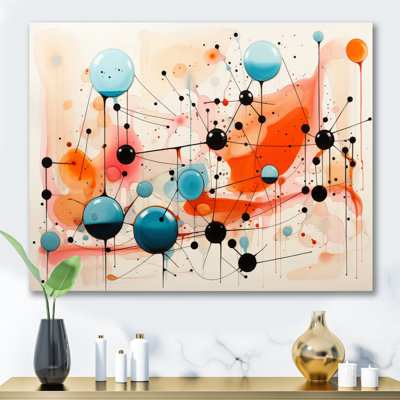 «Mid-Century» abstrait coloré, impression atomique sur toile encadrée