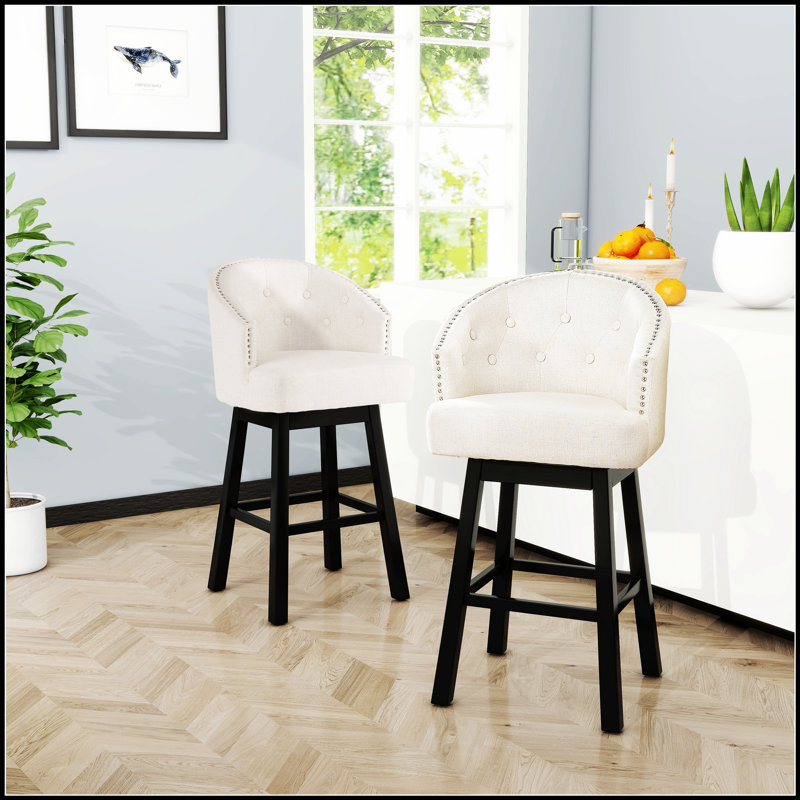 Ensemble de tabouret de bar pivotant Ogden KD, cuir de polyuréthane capitonné à losanges, réglage de la hauteur du vérin à gaz, repose-pieds intégré, 16,5 po