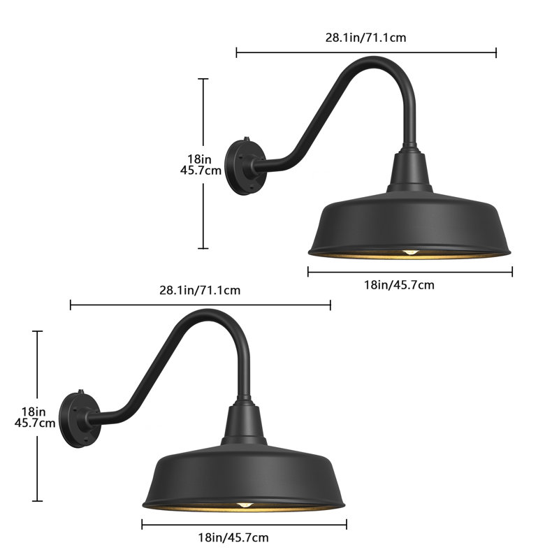 Luminaire de grange mural Toril, H 18 po x l 18 po x P 28,1 po