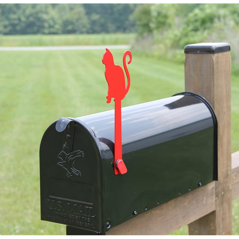 Alloy Steel Mailbox Flag,Decorative Metal Cat Mailbox Replacement Flag For All Other Surface Rust Resistant Mailbox Flag (FLAG ONLY -Mounting Hardware NOT Included)4In X 10In,Red