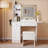 Vanity Desk with Lighted Mirror & Power Outlet, Makeup Vanity Desk with Drawers and Large Storage Cabinet  for Bedroom, 3 Lighting Modes Adjustable Brightness, Storage Stool