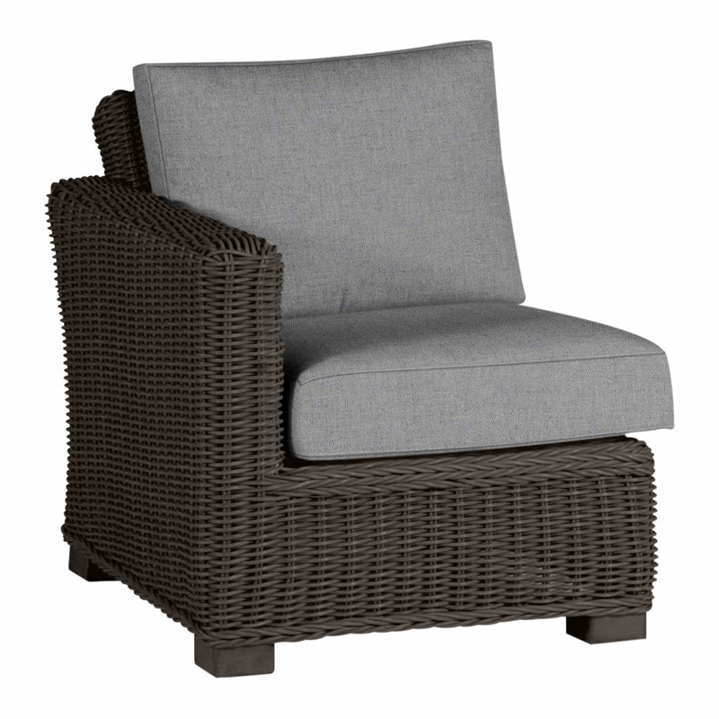 Canapé modulaire d'extérieur en résine tressée rustique N-Dura, Welt, Noyer noir, Verona brume