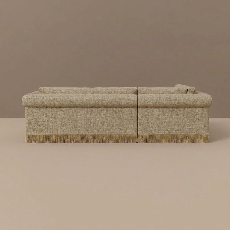 Carley Summers X River & Bord: The Max Sectional W/Fringe, Jordan Khaki Fabric