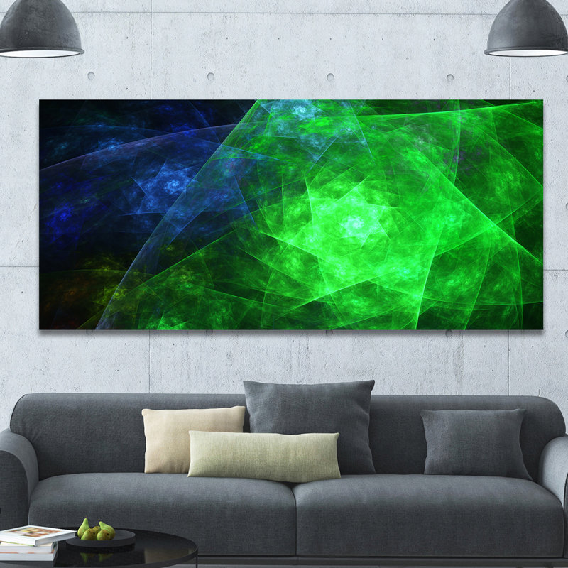 « green rotatif polyèdre », impression sur toile tendue, H 28 po x l 60 po x P 1,5 po