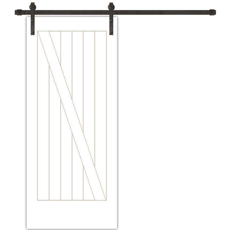 Porte de grange de grange avec quincaillerie d’installation à panneau en bois, L 42 po x H 84 po