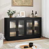 Buffet moderne avec tablettes réglables et portes en verre trempé de 55,1 po de largeur Veltri