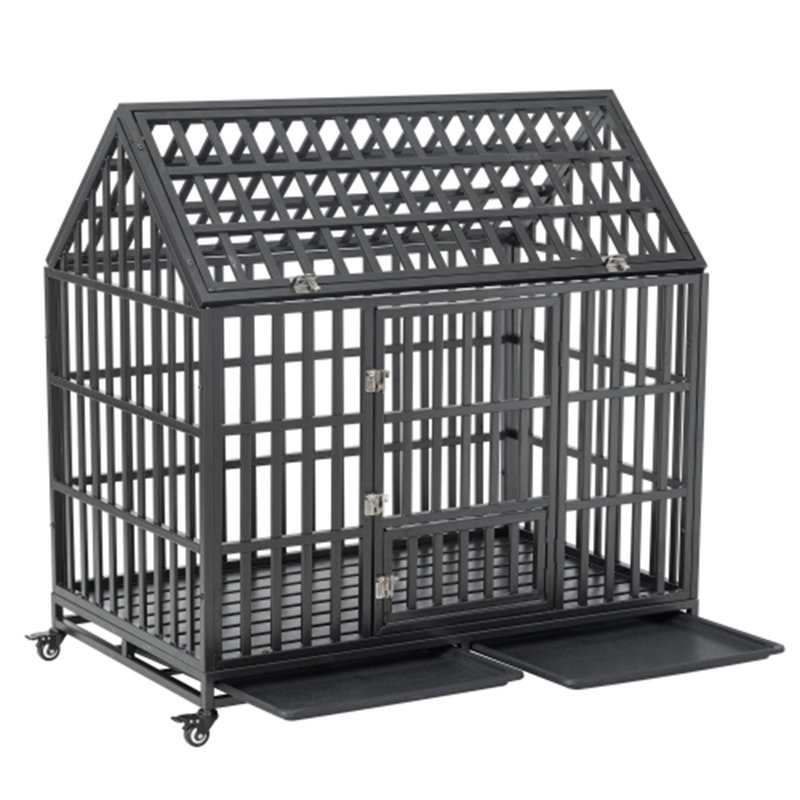 Cage pour chien robuste avec toit et fenêtre sur le toit